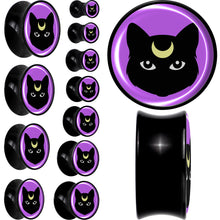 Black Mystic Kitty Cat Black Acrylic Saddle Plug Set by Onyx O