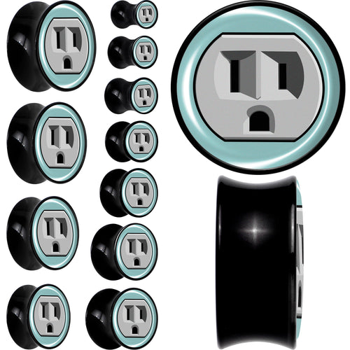 0G Frowning Plug OutletBlack Acrylic Saddle Plug Set by Onyx O