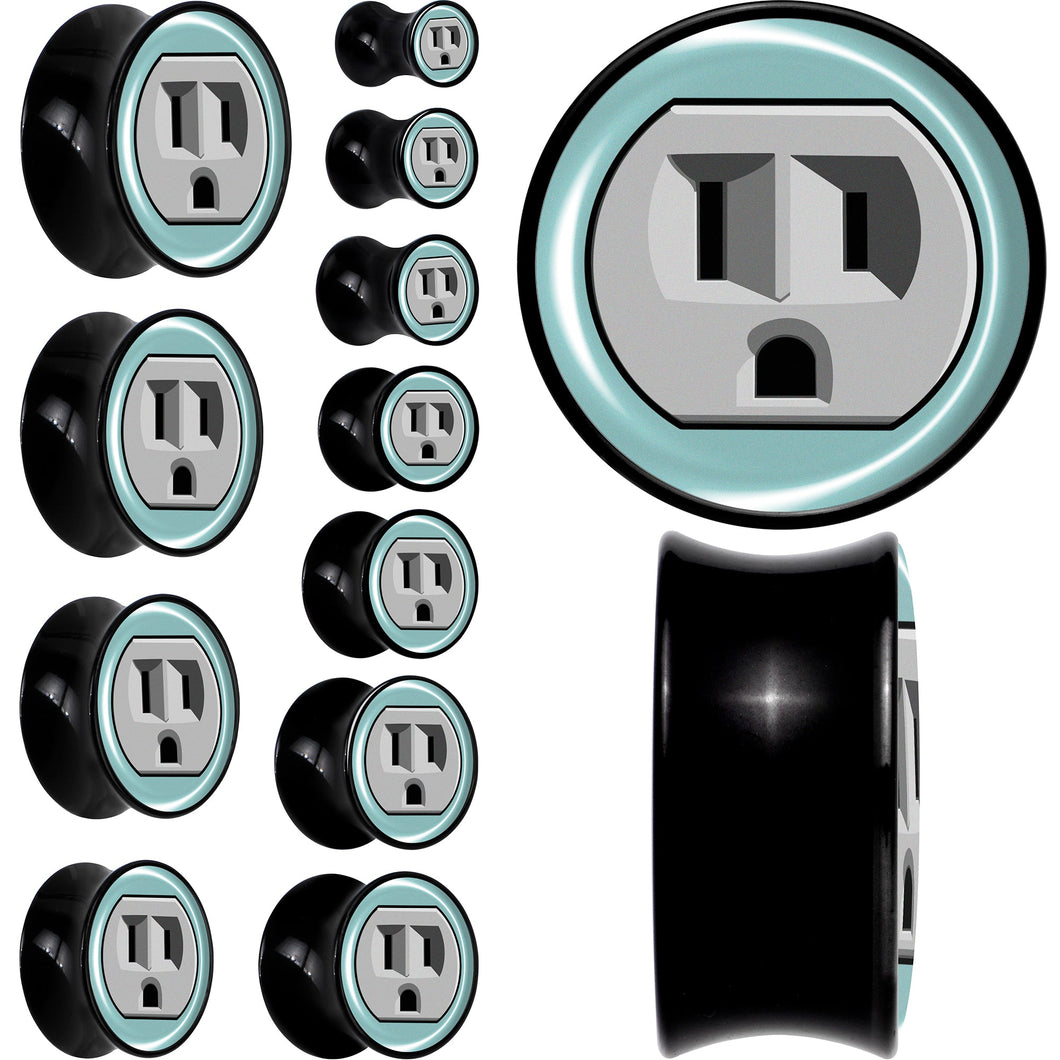 0G Frowning Plug OutletBlack Acrylic Saddle Plug Set by Onyx O