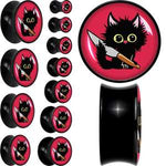 Stabby Cat Black Acrylic Saddle Plug Set by Onyx O