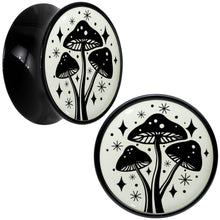 Glow in the Dark Mystic Mushroom Black Acrylic Saddle Plug Set by Onyx O