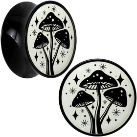 Glow in the Dark Mystic Mushroom Black Acrylic Saddle Plug Set by Onyx O