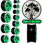Glow in the Dark Mystic Mushroom Black Acrylic Saddle Plug Set by Onyx O