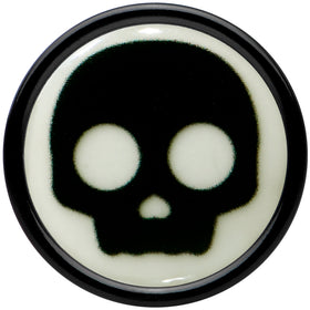 0G Glow in the Dark Simple Skull Black Acrylic Saddle Plug Set by Onyx O