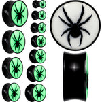 Black Acrylic Widow Spider Glow in the Dark Double Flare Plug Set by Onyx O