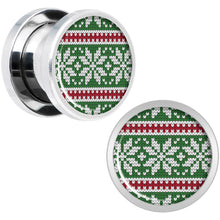 Green Red Christmas Sweater Screw Fit Plug Set Sizes 5mm to 20mm