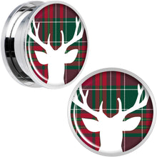 Red Green Plaid Reindeer Screw Fit Plug Set Sizes 5mm to 20mm