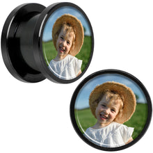 Anodized Black Titanium Custom Photo Screw Fit Plug - buy 2 for a pair