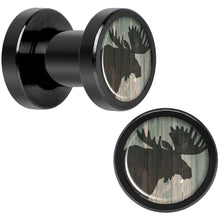 Holiday Rustic Wood Moose Black Screw Fit Plug Set Sizes 5mm to 20mm