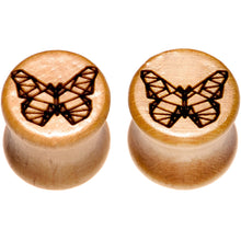 Organic Beechwood Geometric Butterfly Saddle Plug Set 0G to 25mm