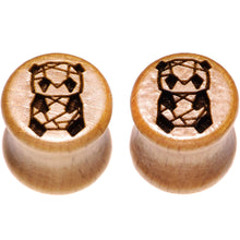 Organic Beechwood Geometric Panda Saddle Plug Set 0G to 25mm