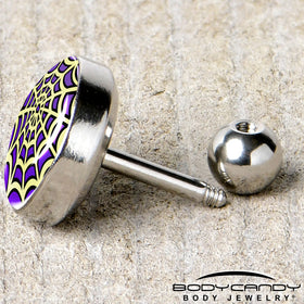 16G 1/4 Two Tone Spider Web Tragus Cartilage Earring by Onyx O
