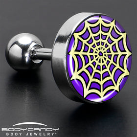 16G 1/4 Two Tone Spider Web Tragus Cartilage Earring by Onyx O