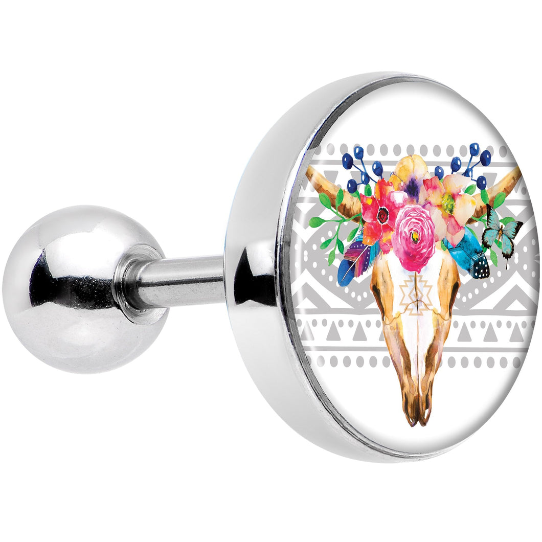 16G 1/4 Watercolor Flower Animal Skull Tragus Cartilage Earring