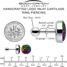 16G 1/4 Rainbow Cheetah Print Cartilage Tragus Earring by Onyx O