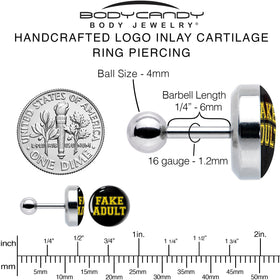 16G 1/4 Black Yellow Fake Adult Tragus Cartilage Earring by Onyx O