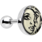 16G Celestial Sun Moon Glow in the Dark Tragus Cartilage Earring