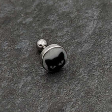 16G Glow in the Dark Peeking Black Cat Tragus Cartilage Earring by Onyx O