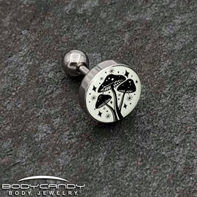 16G 1/4 Glow in the Dark Mystic Mushroom Tragus Cartilage Earring by Onyx O