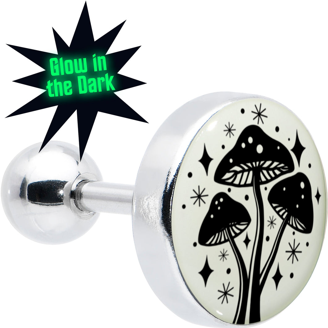 16G 1/4 Glow in the Dark Mystic Mushroom Tragus Cartilage Earring by Onyx O