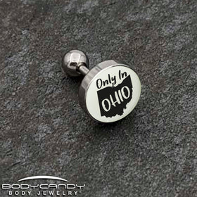16G 1/4 Glow in the Dark Only in Ohio Tragus Cartilage Earring by Onyx O