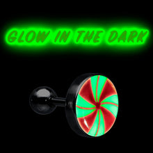 16G Glow in the Dark Holiday Peppermint Candy Tragus Cartilage Earring by Onyx O