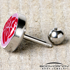 16G 1/4 Retro Text Hate You Tragus Cartilage Earring by Onyx O