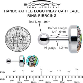 16G 1/4 Cute Biting Baby Hippo Cartilage Tragus Earring