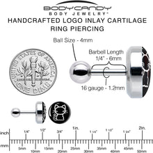 16G 1/4 Black and White Kitty Cat Cartilage Tragus Earring by Onyx O