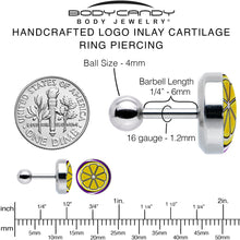 16G 1/4 Yellow Slice of Lemon Tragus Cartilage Earring by Onyx O