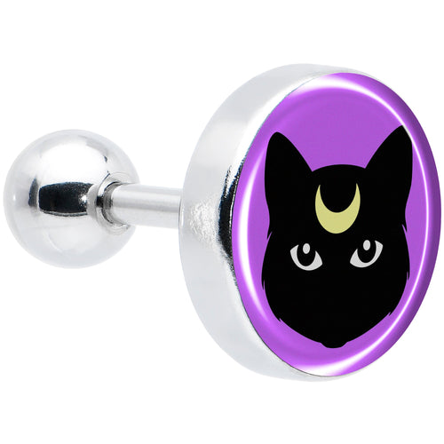 16G 1/4 Black Mystic Kitty Cat Tragus Cartilage Earring by Onyx O