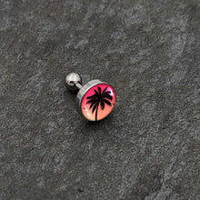 16G 1/4 Red Sunset Palm Tree Cartilage Tragus Earring by Onyx O