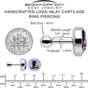 16G 1/4 Skull Cat Tragus Cartilage Earring by Onyx O