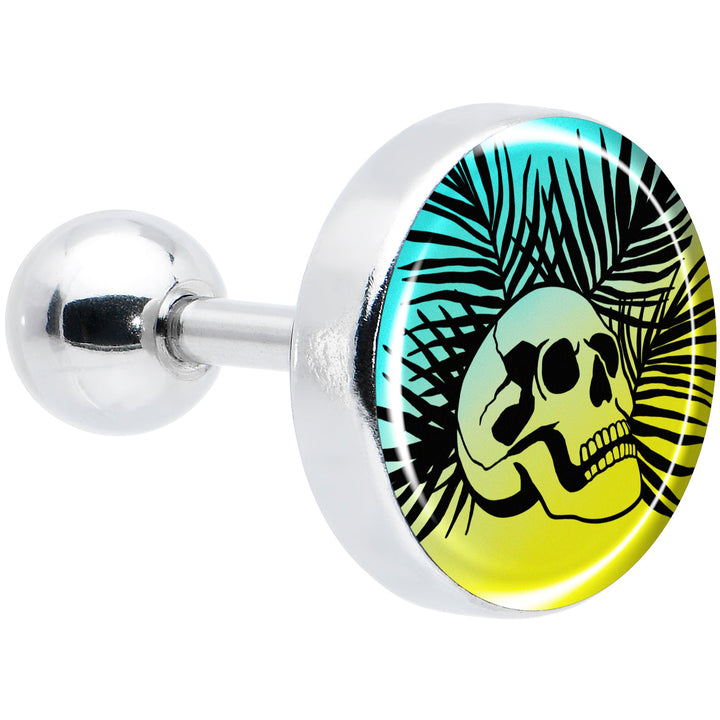 16G 1/4 Blue Haze Sunset Skull and Palms Tragus Cartilage Earring by Onyx O