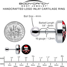 16G 1/4 Santa Pirate Candy Cane Tragus Cartilage Earring by Onyx O