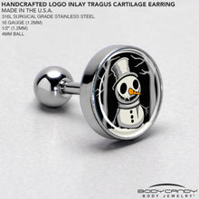 Christmas Holiday Spooky Snowman Tragus Cartilage Earring by Onyx O