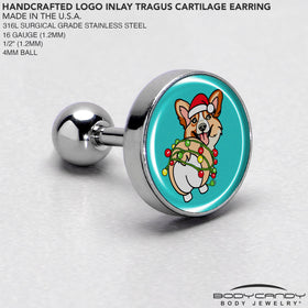 Christmas Holiday Lights Corgi Dog Tragus Cartilage Earring by Onyx O