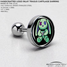 16G 1/4 Zombie Bunny Tragus Cartilage Earring by Onyx O