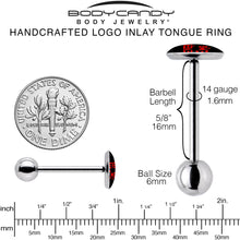 Black Red 4 Ever Emo Barbell Tongue Ring by Onyx O
