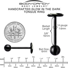 Glow in the Dark Black Anodized Fishbowl Kitty Cat Barbell Tongue Ring by Onyx O