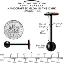 Glow in the Dark Black Anodized Keep it 100 Barbell Tongue Ring by Onyx O