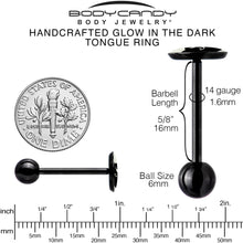 Glow in the Dark Black Anodized Mystic Kitty Cat Barbell Tongue Ring by Onyx O