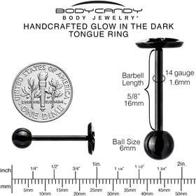 Glow in the Dark Black Anodized Mystic Kitty Cat Barbell Tongue Ring by Onyx O