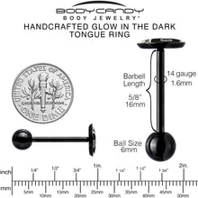 Glow in the Dark Black Anodized Only in Ohio Barbell Tongue Ring by Onyx O
