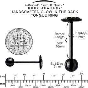 Glow in the Dark Black Anodized Only in Ohio Barbell Tongue Ring by Onyx O