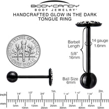 Black Glow in the Dark Holiday Snowflake Tongue Ring by Onyx O
