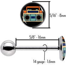 Retro Boombox Barbell Tongue Ring by Onyx O