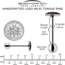 Rainbow Cheetah Print Barbell Tongue Ring by Onyx O