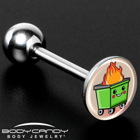 Dumpster Fire Barbell Tongue Ring by Onyx O