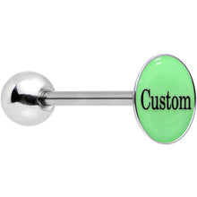 Custom Glow in the Dark Logo Stainless Steel Barbell Tongue Ring